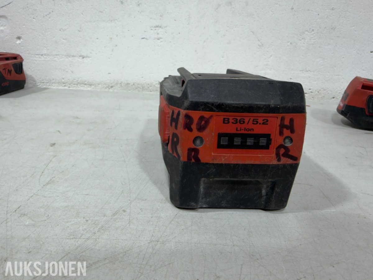 Stort parti Hilti batteriverktøy, batterier, ladere og festeverktøy 