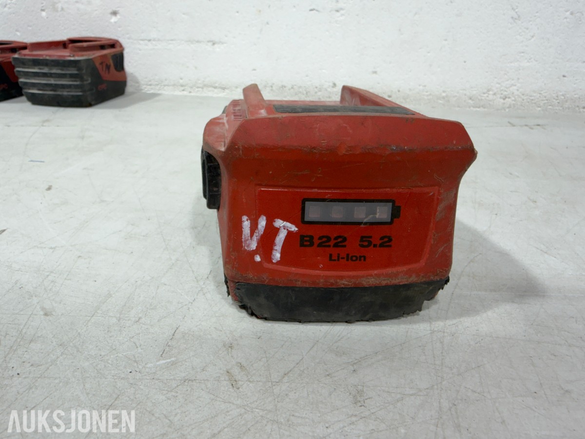 Stort parti Hilti batteriverktøy, batterier, ladere og festeverktøy 