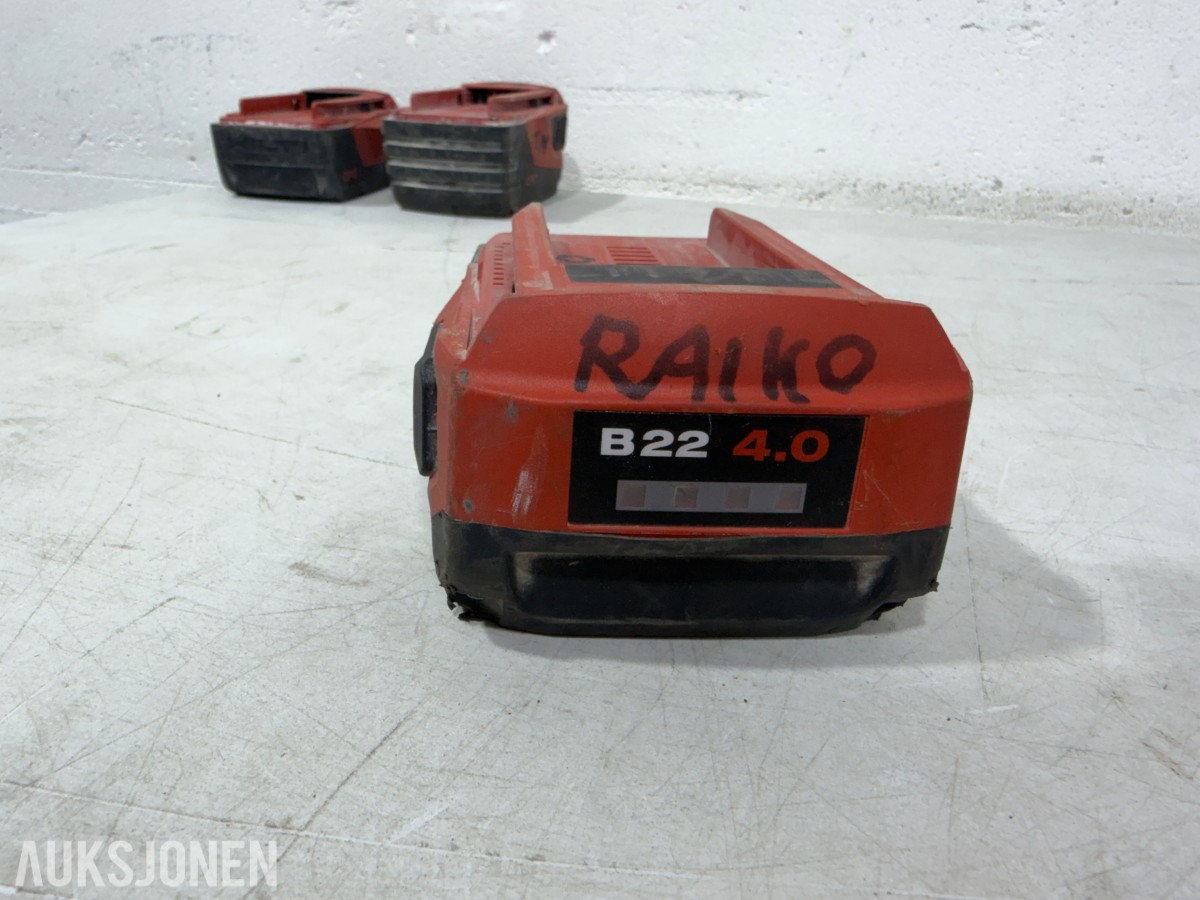 Stort parti Hilti batteriverktøy, batterier, ladere og festeverktøy 