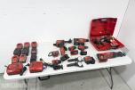 Stort parti Hilti batteriverktøy, batterier, ladere og festeverktøy 