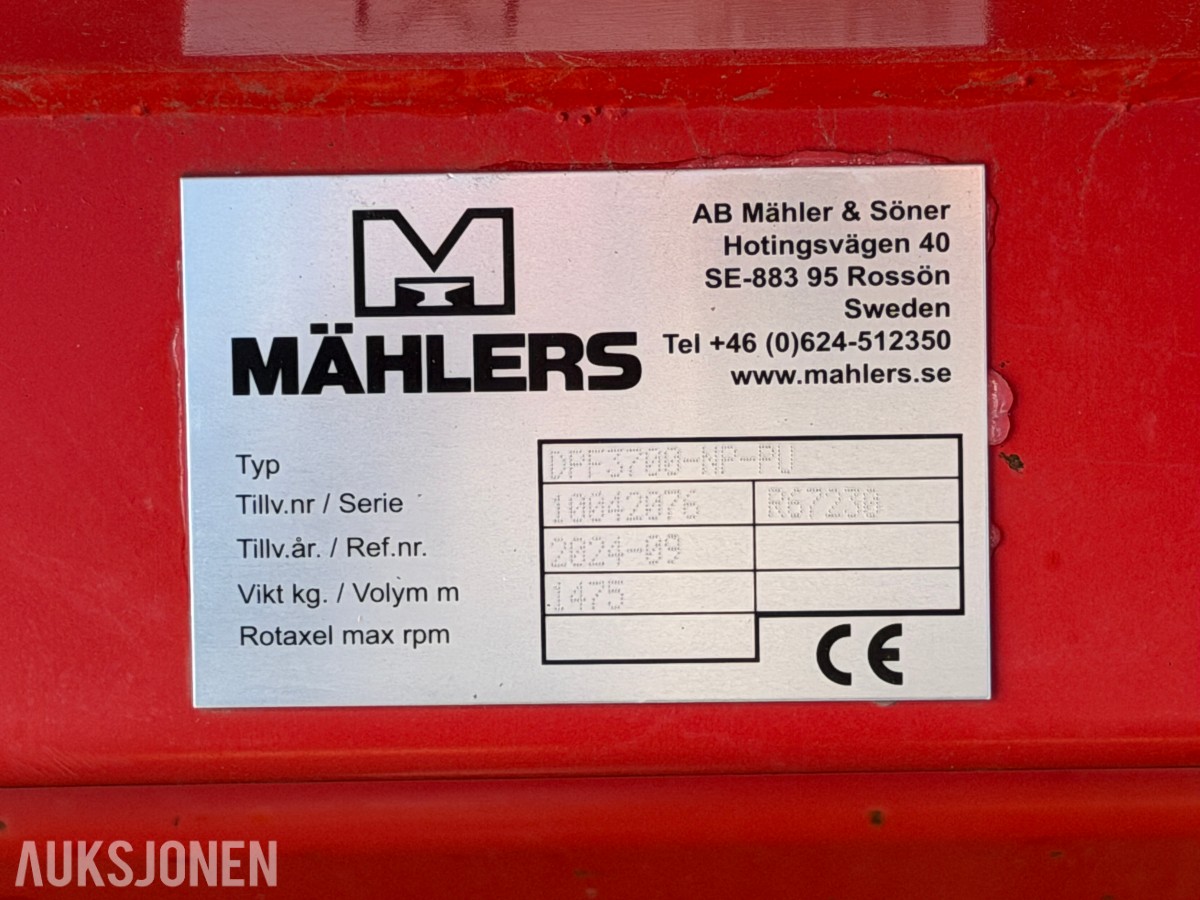 2023 Mahlers DPF diagonal plog - 3,70m - Nytt slitestål