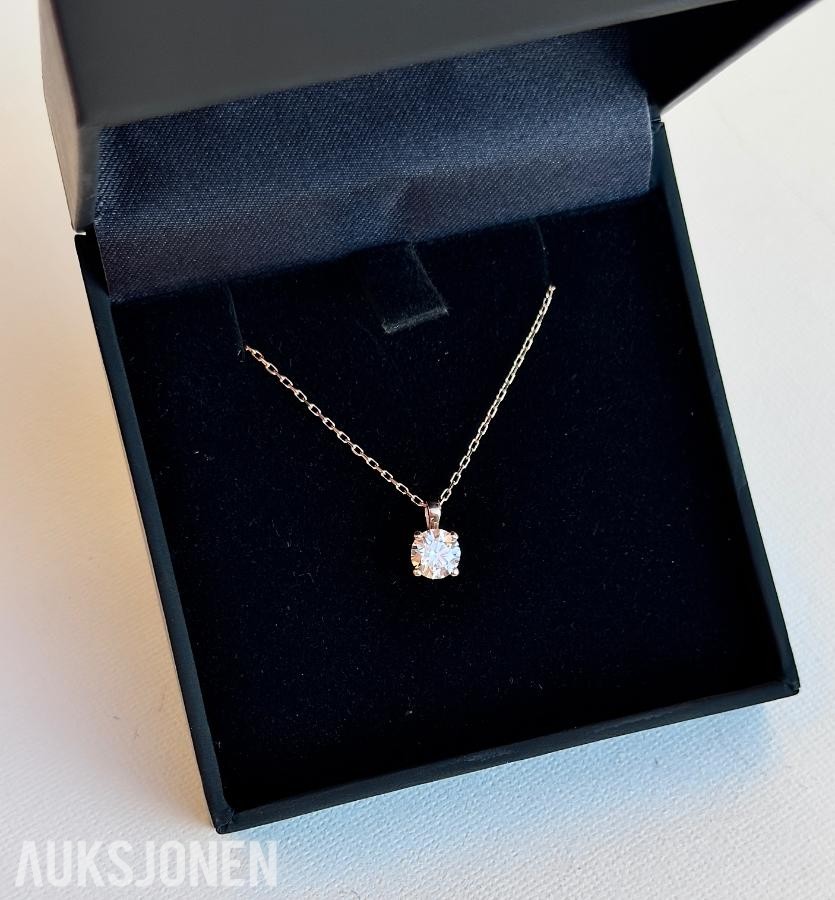 Roségull smykke med anheng naturlig diamant, 2026