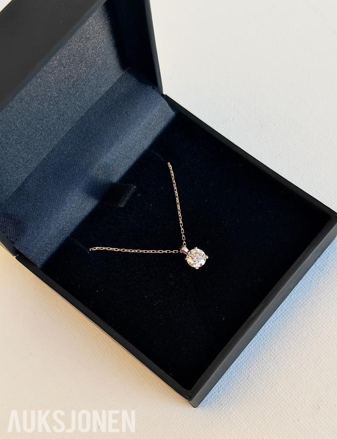 Roségull smykke med anheng naturlig diamant, 2026