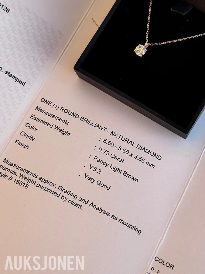 Roségull smykke med anheng naturlig diamant, 2026