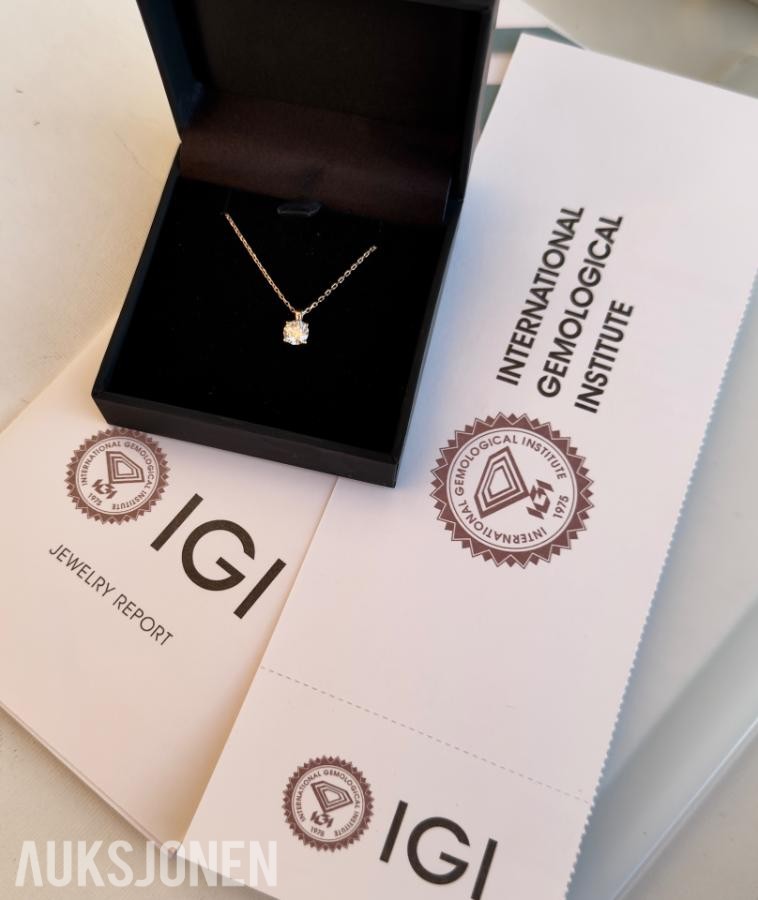 Roségull smykke med anheng naturlig diamant, 2026