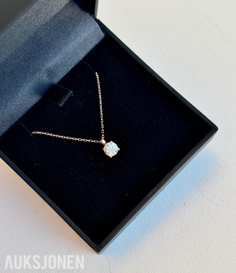 Roségull smykke med anheng naturlig diamant, 2026