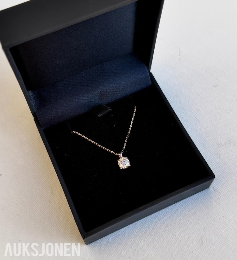 Roségull smykke med anheng naturlig diamant, 2026