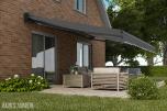 TERRASSEMARKISE 450X300CM BREDDE/UTFALL - MOTORSTYRT - KASSETTMARKISE - HELT NY