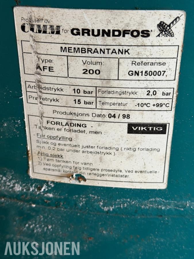 1998 Grundfos Membrantank