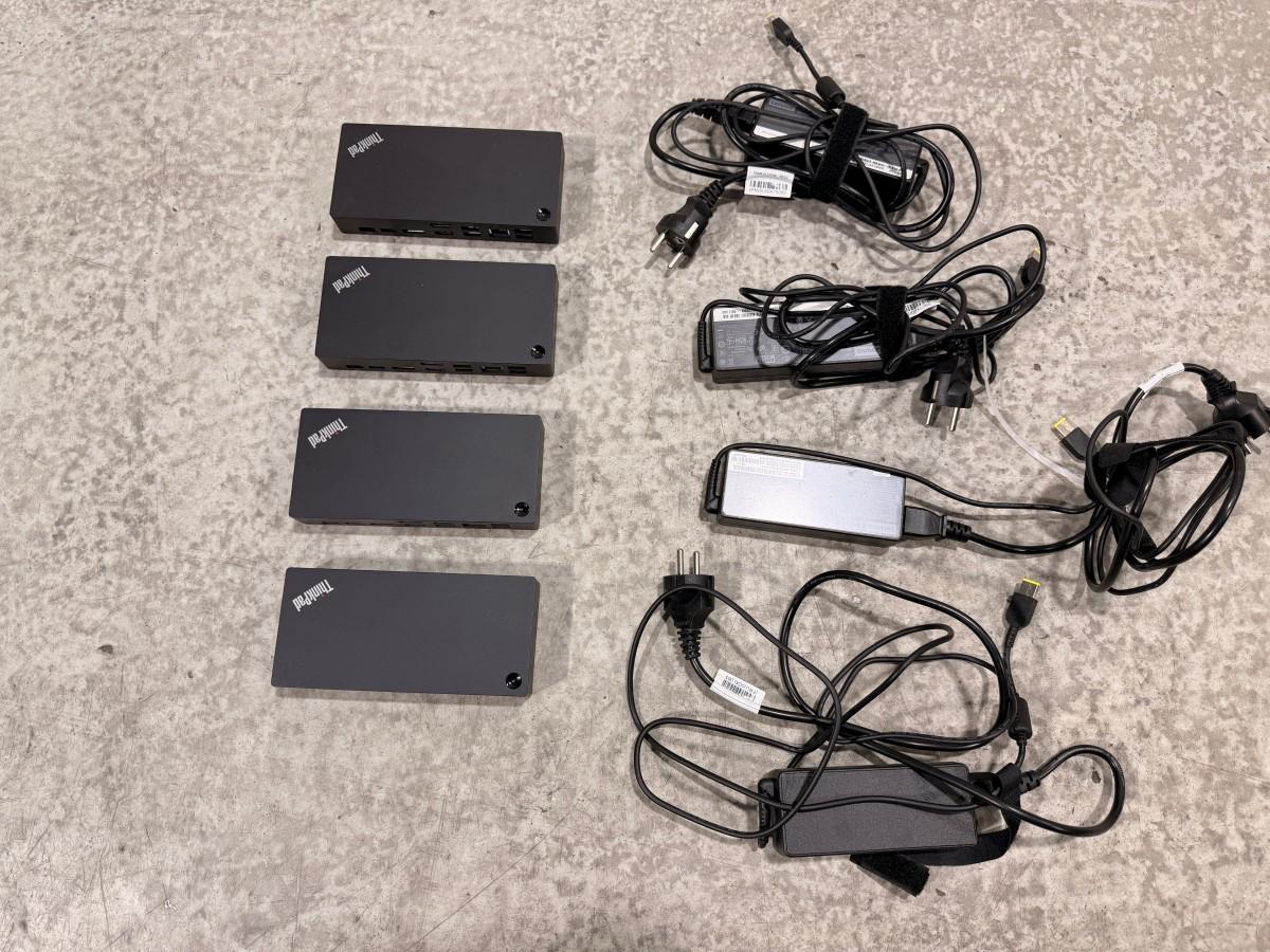 8 HP PC-skjermer med Lenovo dokkingstasjoner og tilbehør