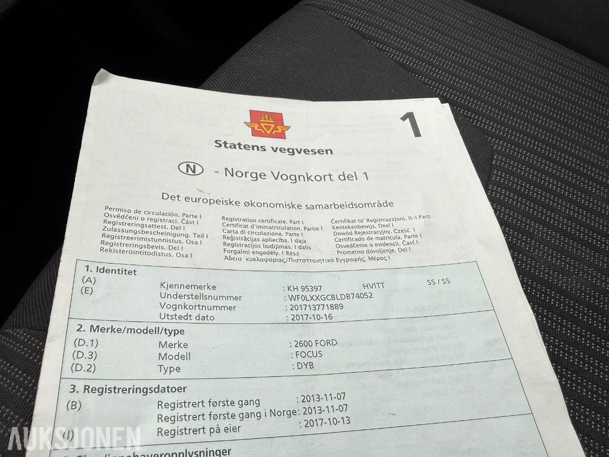 2013 Ford Focus 1.0 125 HK HENGERFESTE SOMMER VINTER