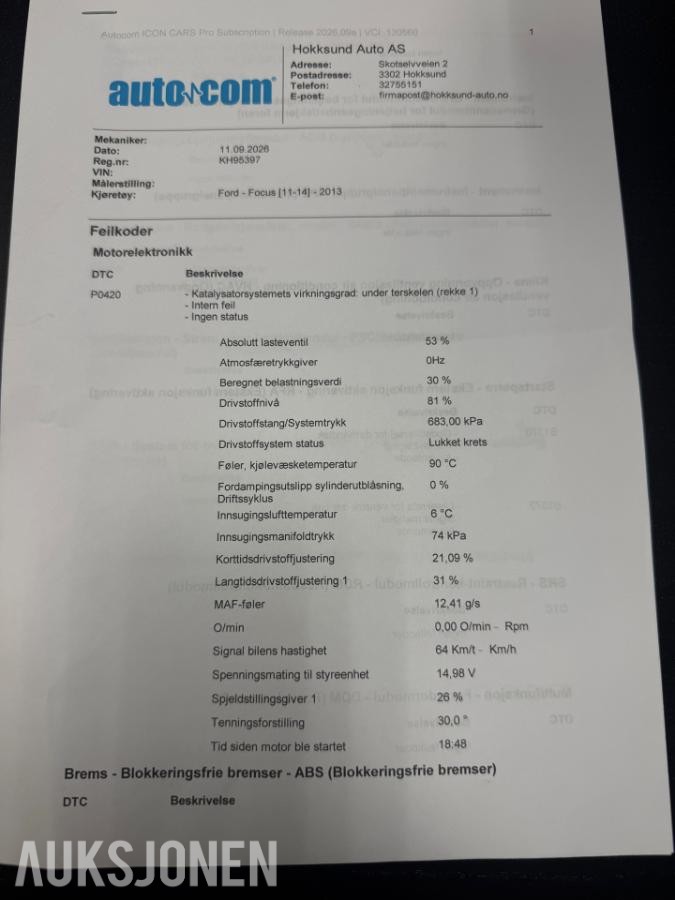 2013 Ford Focus 1.0 125 HK HENGERFESTE SOMMER VINTER