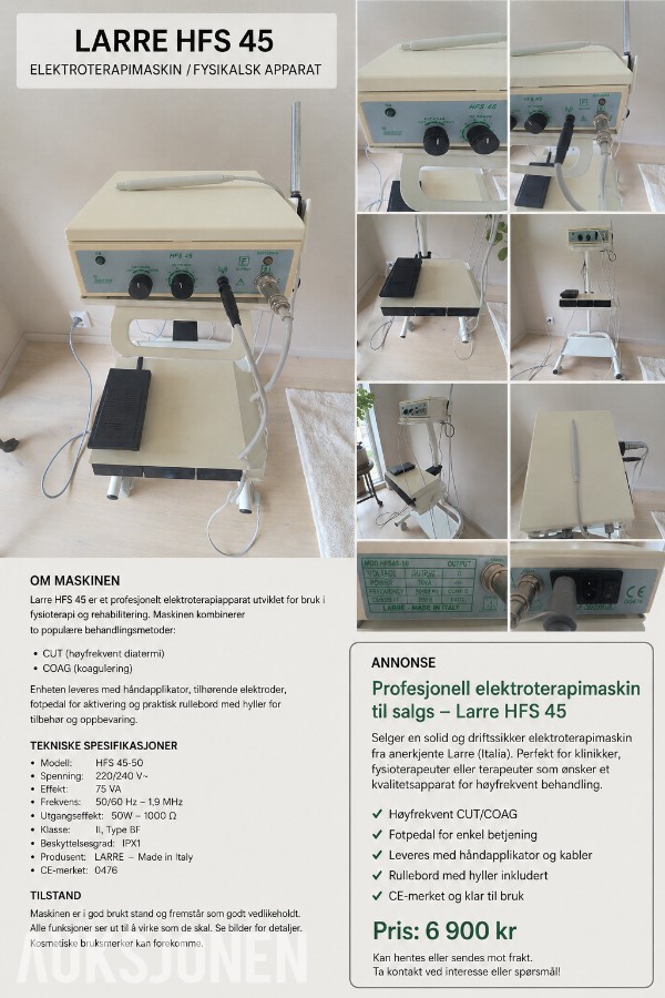 LIARRE HFS 45 HØYFREKVENT ELEKTROKIRURGISK APPARAT MED STATIV OG FOTPEDAL
