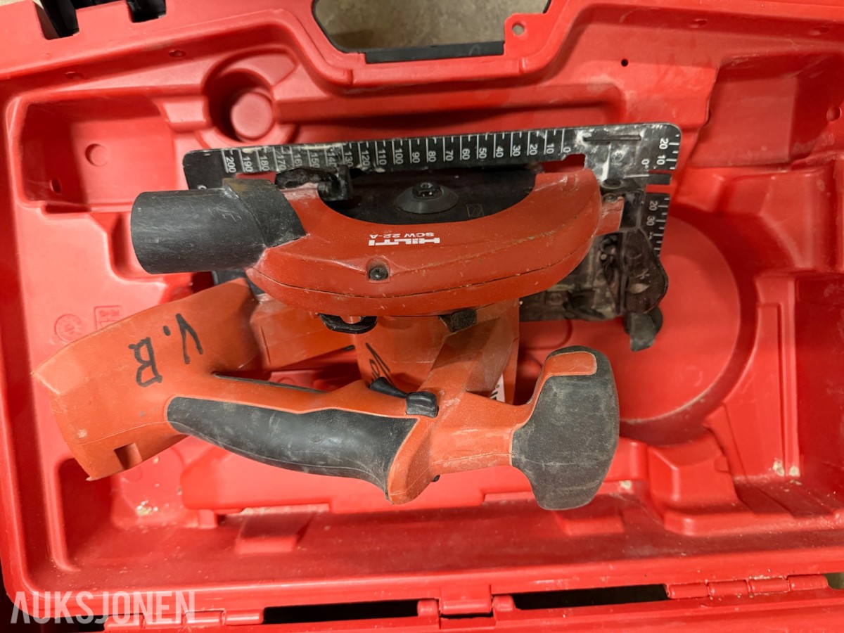 Hilti batteriverktøy. Drill, sirkelsag, bajonettsag og skrumaskin. 22 volt. 
