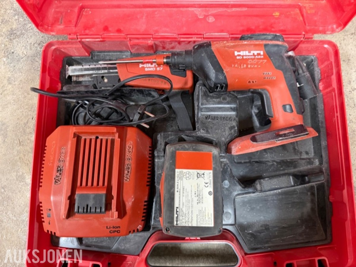 Hilti Batteriverktøy. Skrumaskin, gipsskrutrekker og sirkelsag. 22 volt