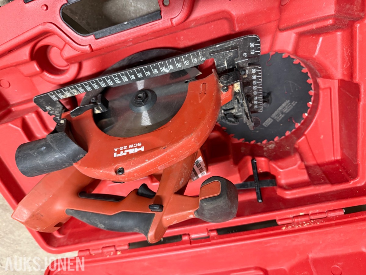 Hilti Batteriverktøy. Skrumaskin, gipsskrutrekker og sirkelsag. 22 volt
