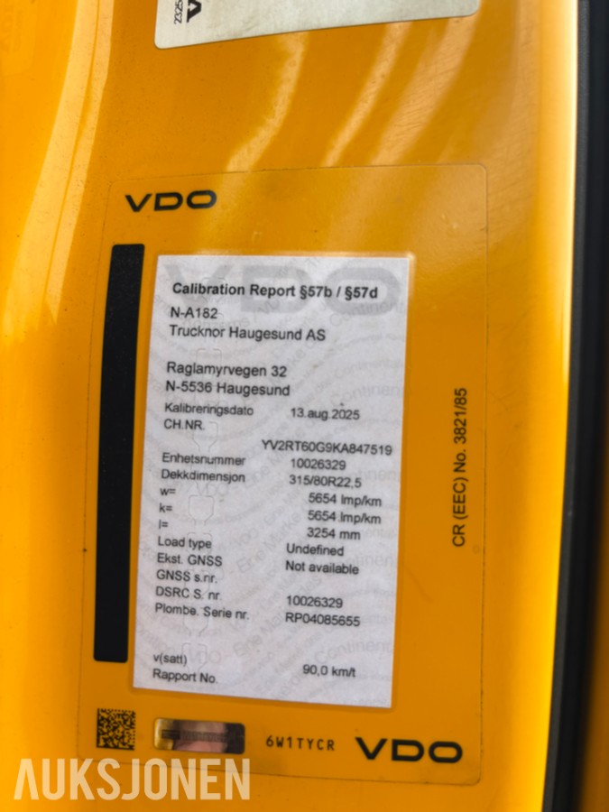 2019 VOLVO FH 540 EURO6 8x4 KROKBIL – ZETTERBERGS PALIFT T22 - MAHLE MIDTSKJÆR OG BRØYTEPLATE
