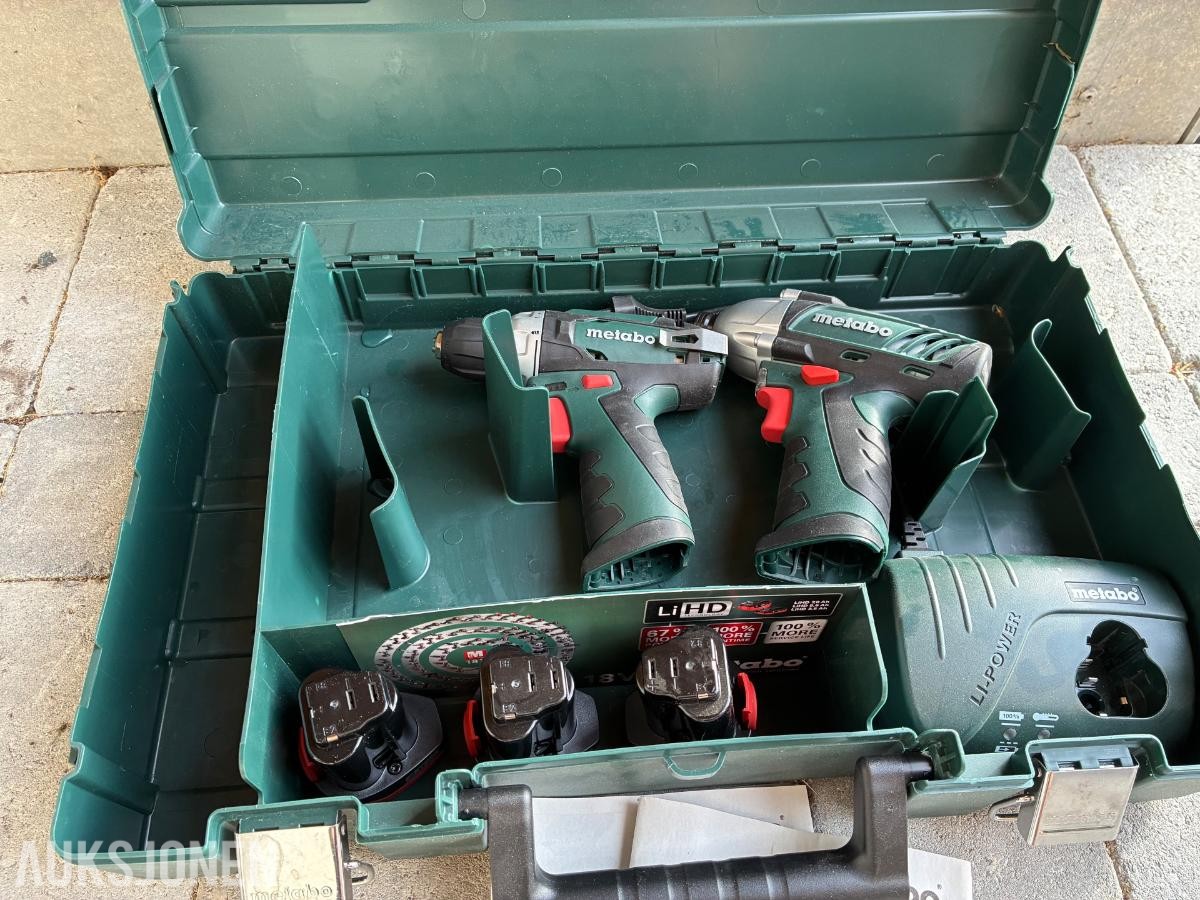 Metabo PowerMaxx 10,8/12V – drill, slagskrutrekker, bajonettsag og vinkelsliper  