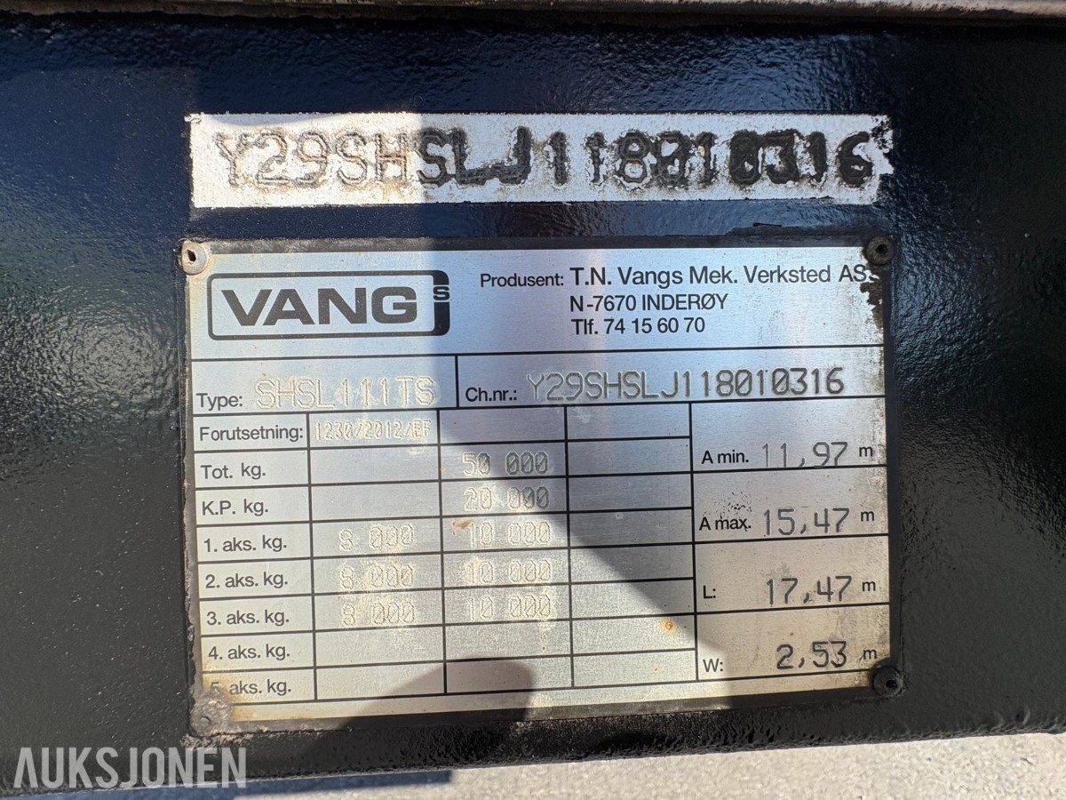 2018 Vang 3-akslet maskinsemi - EU godkjent til 21.03.2027 - delt bredding