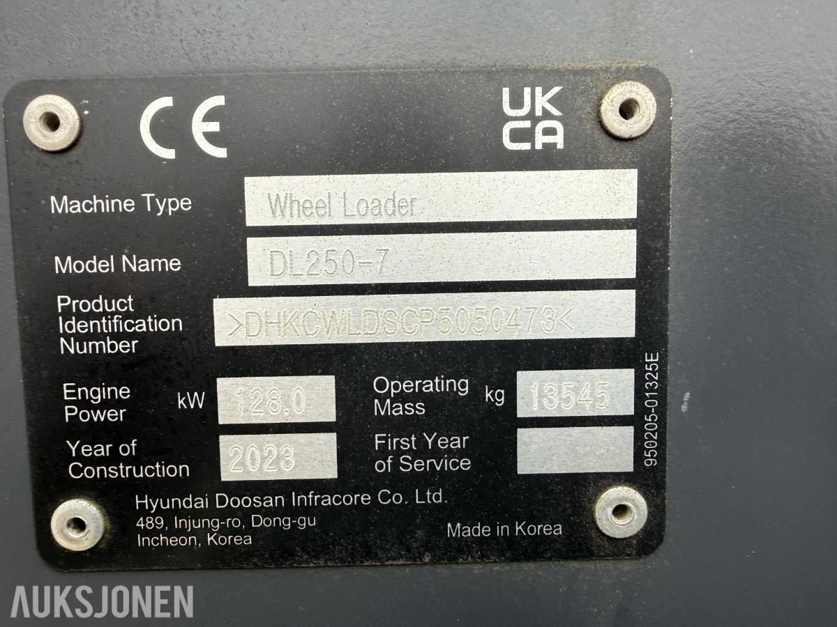 2023 DEVELON DL250-7 HJULLASTER UBRUKT.