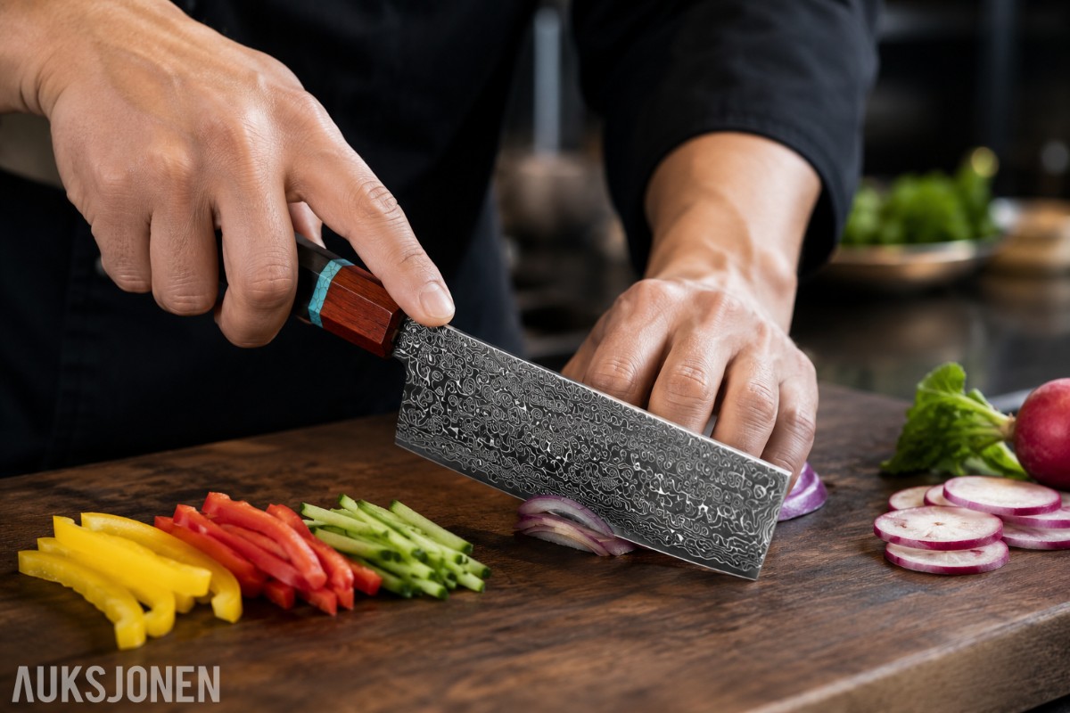 48 TIMERS AUKSJON - Senko 67-lags Damascus 2-delt knivsett + Fruktkniv