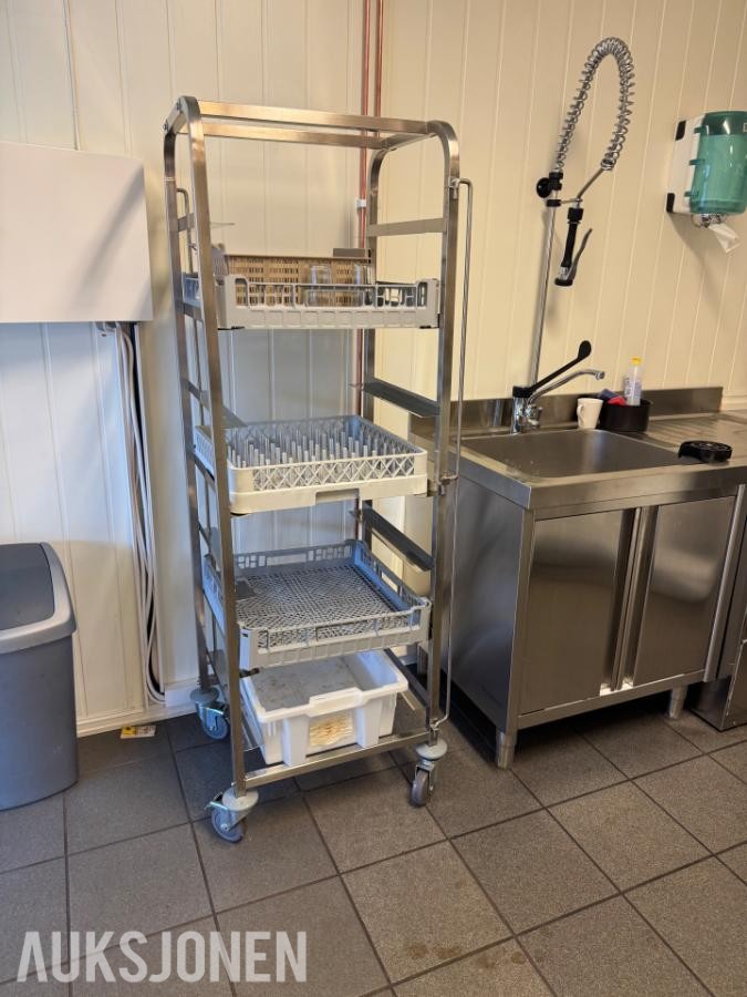 Proff kjøkken, Storkjøkken - Industrioppvaskmaskin, Kjøkkenbenk, tralle