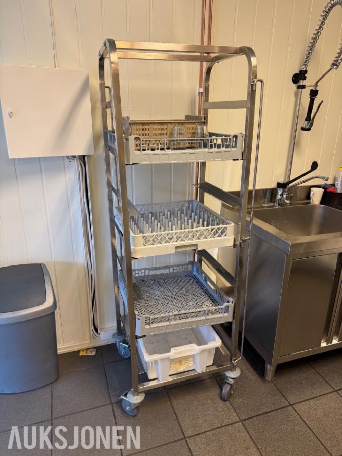 Proff kjøkken, Storkjøkken - Industrioppvaskmaskin, Kjøkkenbenk, tralle