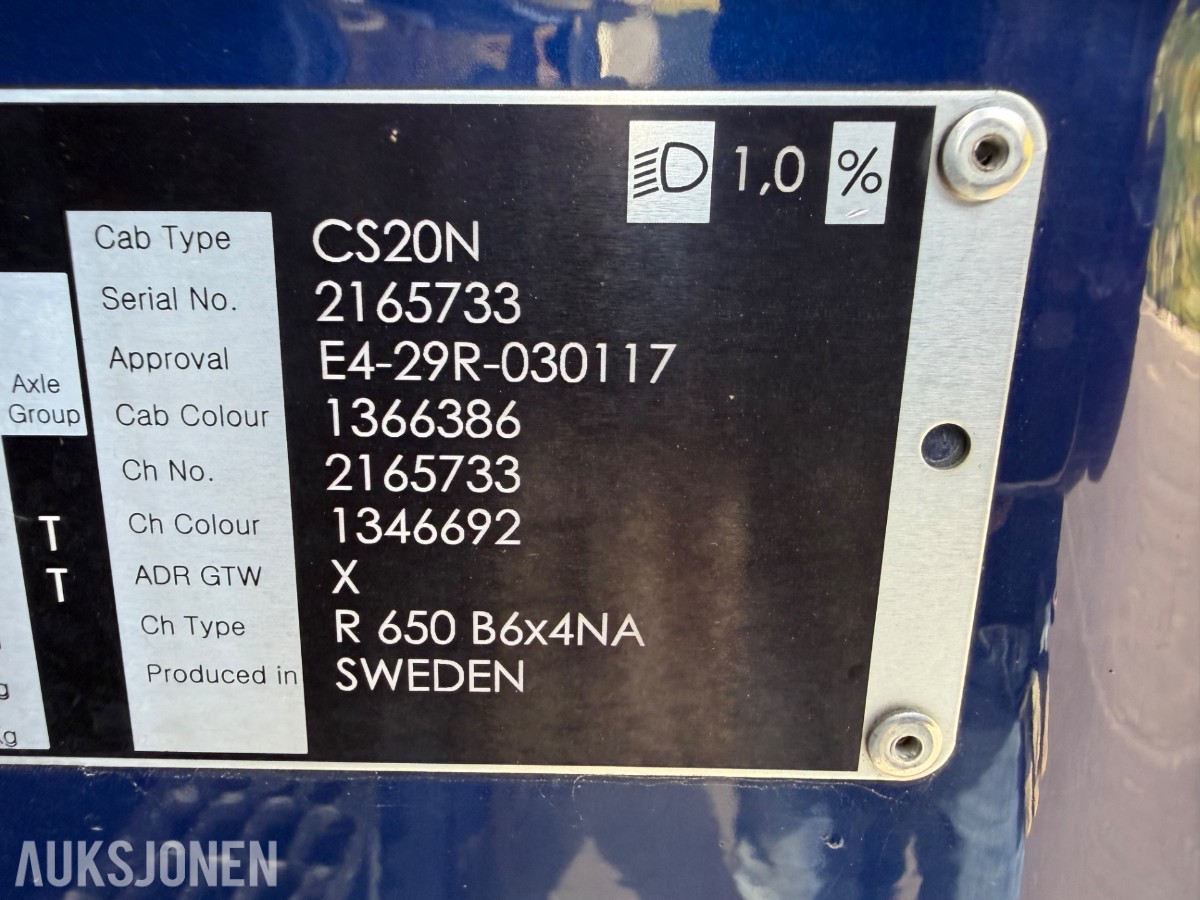 Scania S 650 6x4 bulk m/4 akslet bulkslep, Euro 6T, Helluft, 