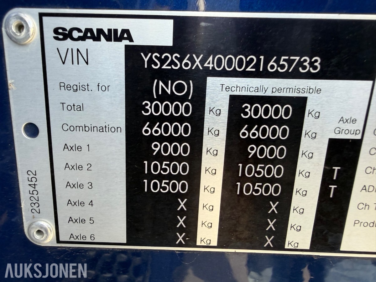 Scania S 650 6x4 bulk m/4 akslet bulkslep, Euro 6T, Helluft, 