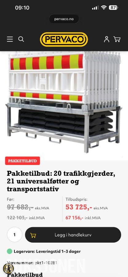 2024 Trafikkgjerde/Plastgjerde med refleks - 42 stk