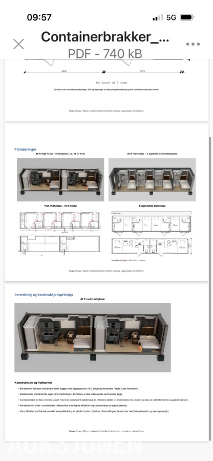 2022 Modulbasert overnattingsanlegg – flyttbare innredet containerbrakker 