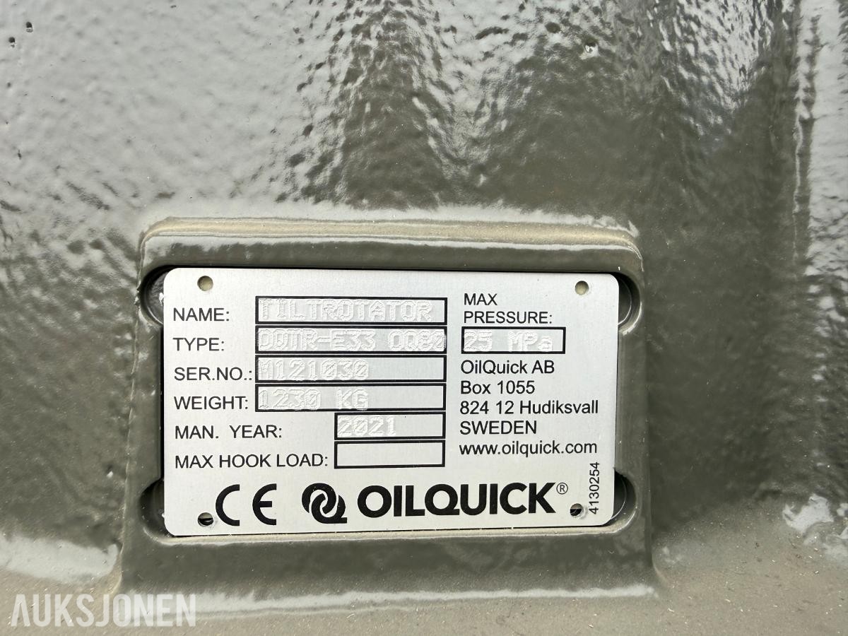 2021 OilQuick tiltrotator med S-80 feste - ubrukt.