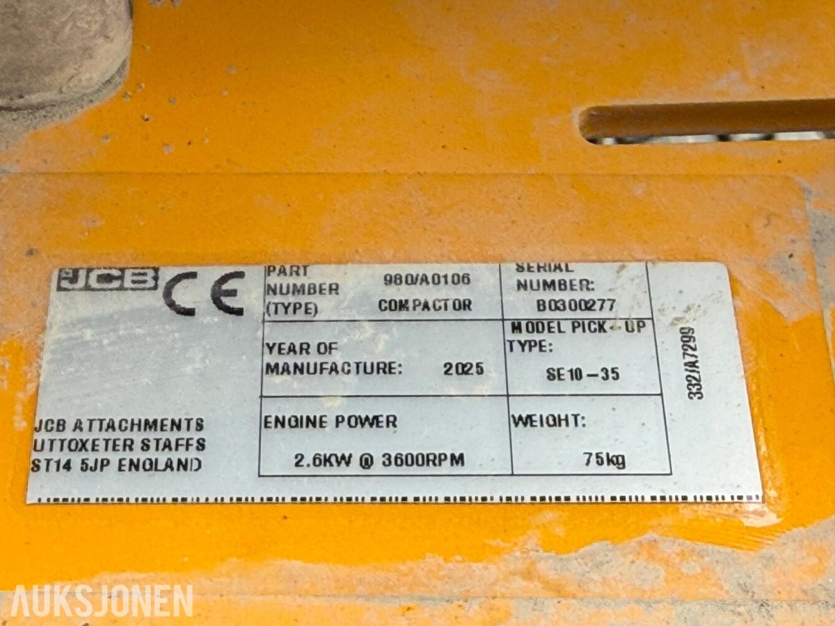2025 JCB SE.10-35 vibroplate.