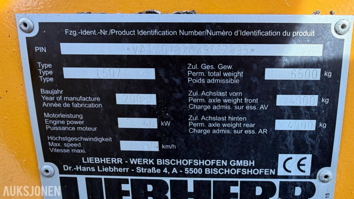 2005 Liebherr L507 Speeder Stereolader hjullaster – Pallegafler – Skuffe