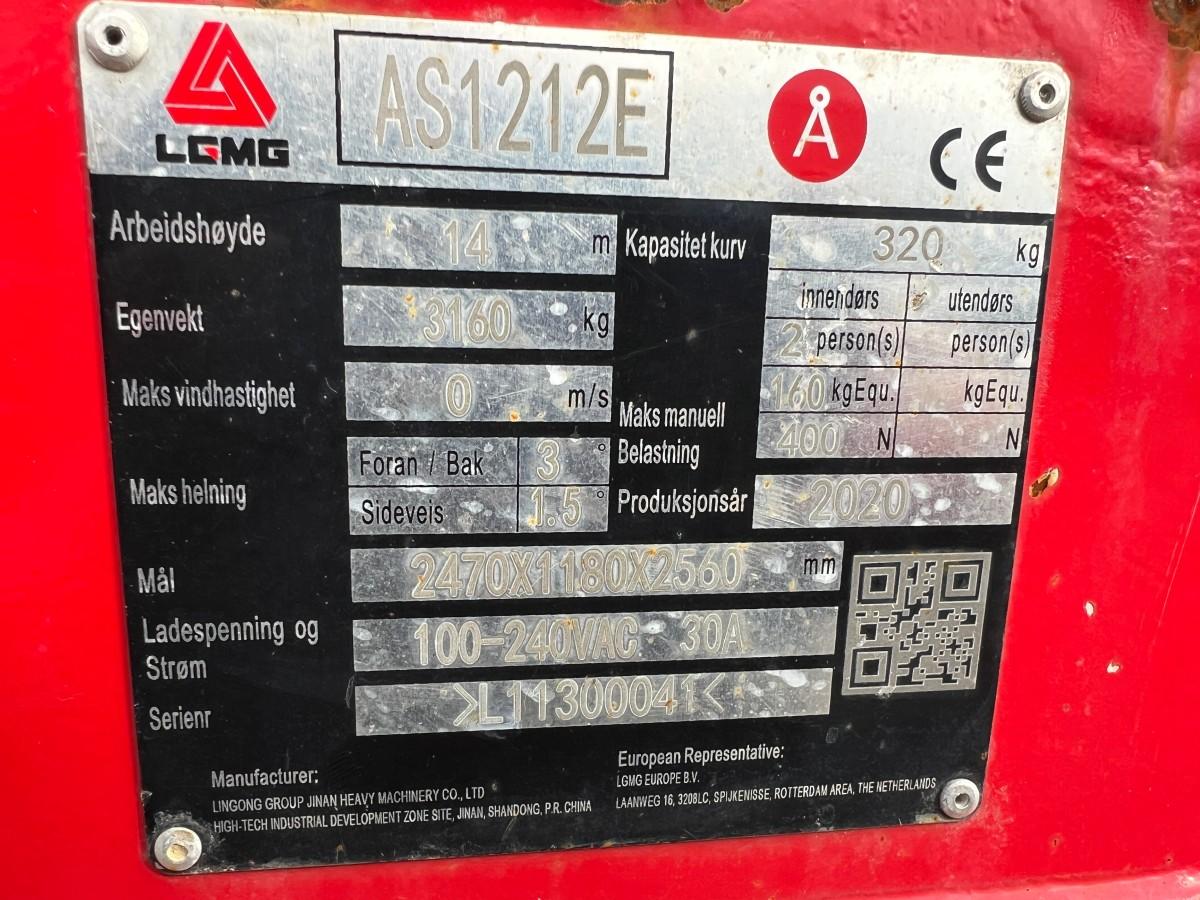 2020 LGMG elektrisk sakselift 14 m AS1212E