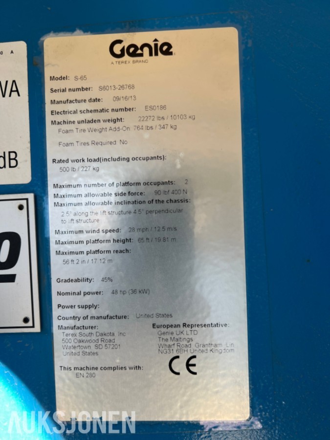 2013 Genie S-65 - 22m - Bomlift - Teleskop