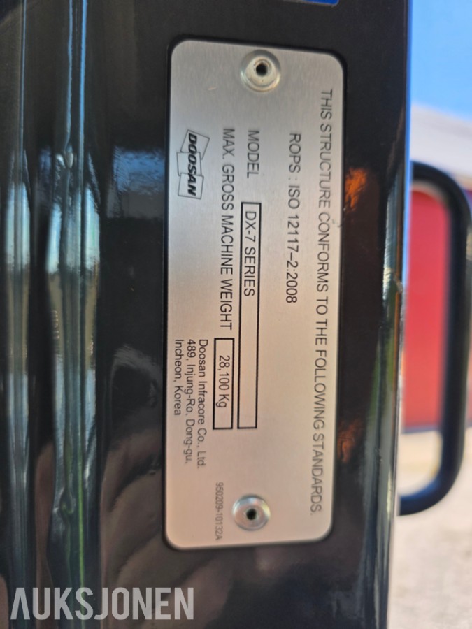 2022 Doosan DX140LCR-7 beltegraver 3235 timer-Engcon tiltrotator-sentralsmøring-gullavtale