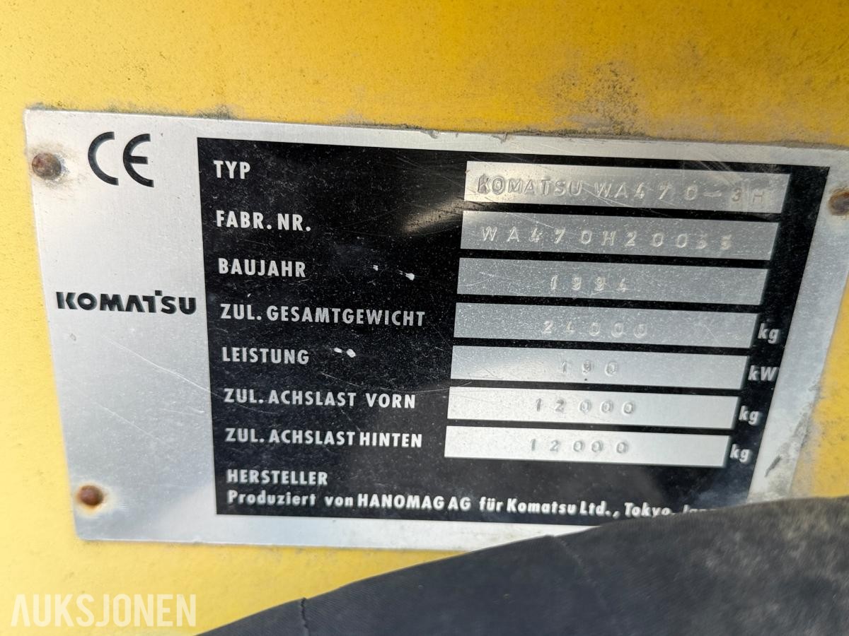 1994 Komatsu WA470-3H Hjullaster med skuffe - 10604 timer