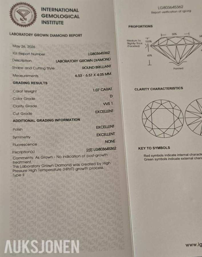 Matchet par: 2,14CT Lab-diamanter - D/VVS1 - Triple Excellent.