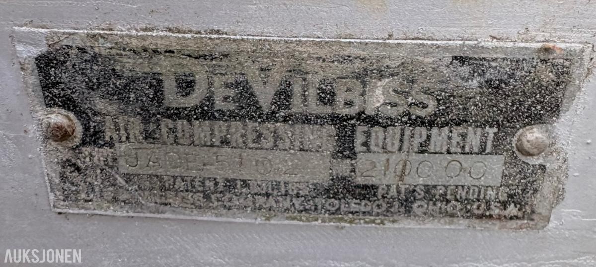DeVilbiss industri-kompressor med Bauknecht motor JFB-516 3 fas