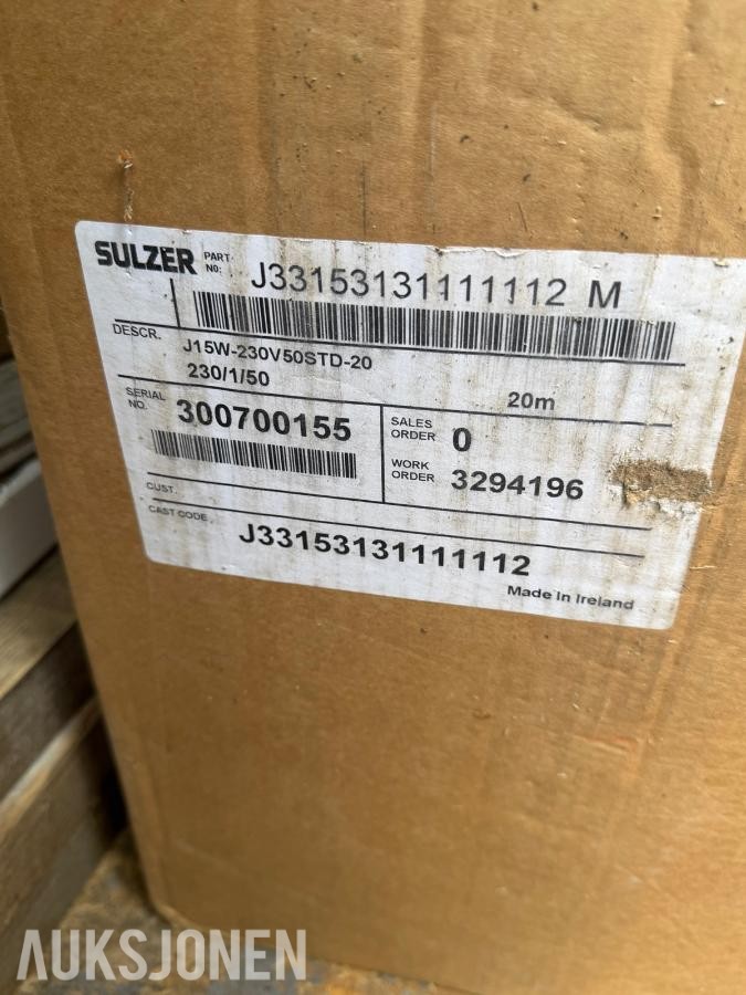 2026 NY/UBRUKT Sulzer J15 W lensepumpe/ dreneringspumpe