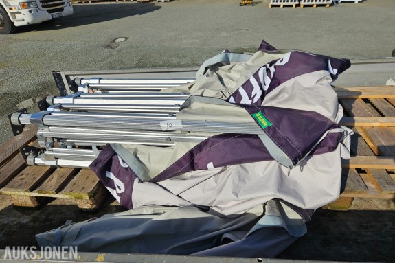 Telt fra O.B.Wiik - rammeverk i aluminium - duk i PVC med trykk - fotplater i stål med festehull