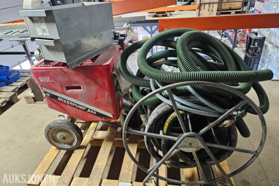 WBI Mixerpump 860 mørtelpumpe - 2,2 kW ABM elektrodrift - slangesett og slangetrommel - Leca mørtelkasse og verktøykasse