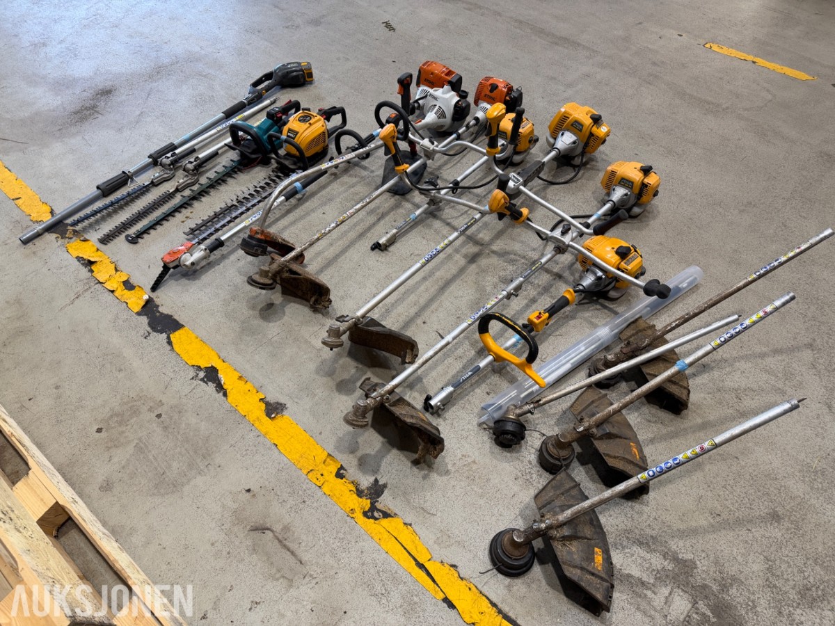 Parti med ryddesager og hekkesakser - Stihl, Stiga, Makita