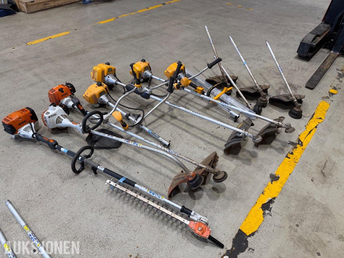Parti med ryddesager og hekkesakser - Stihl, Stiga, Makita