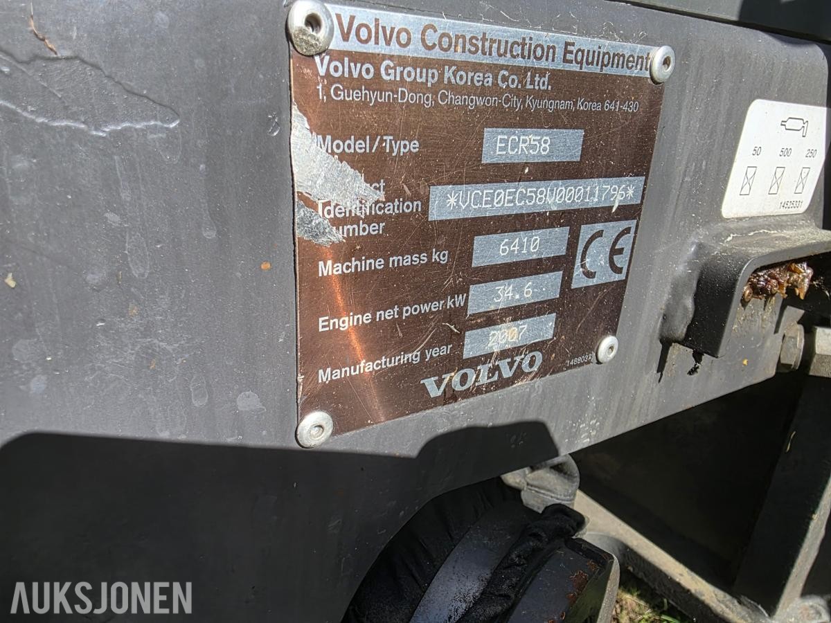 2007 Volvo ECR58 PLUS Minigraver - MVA FRI