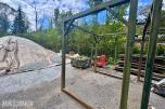 Strøsandsilo i stål med bunnseksjon og rammeverk