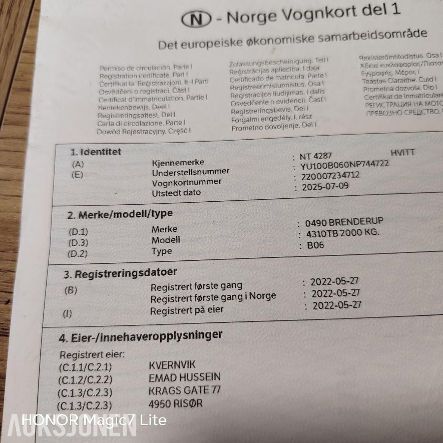 2022 - 0490 Brenderup tilhenger 4310tb 2000kg