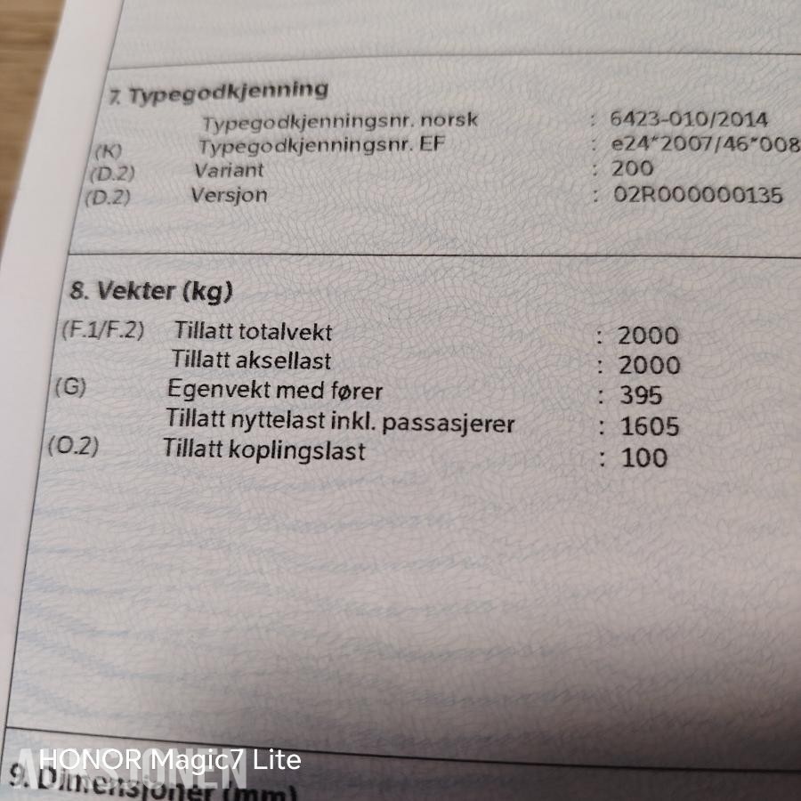 2022 - 0490 Brenderup tilhenger 4310tb 2000kg