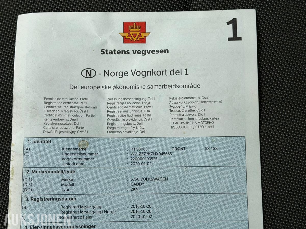 2017 Volkswagen Caddy, 2,0 TDI 122hk 4Motion, 260904km